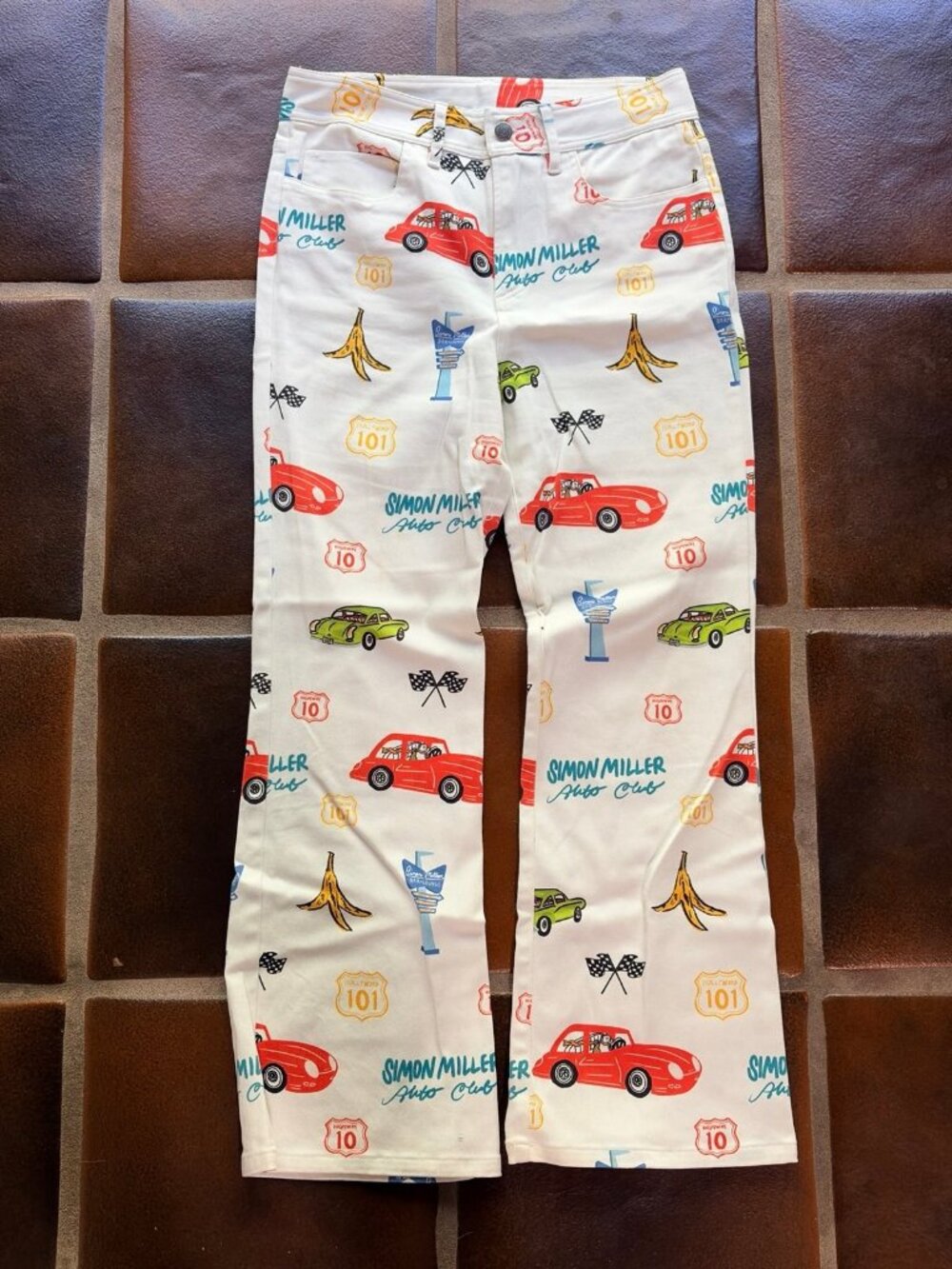 Simon Miller Auto Club Print Pants - White Multi - Size 28 / M
